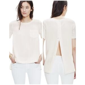 Madewell Industry Button Back Silk Polyester Oversized Boxy High- Low Blouse M